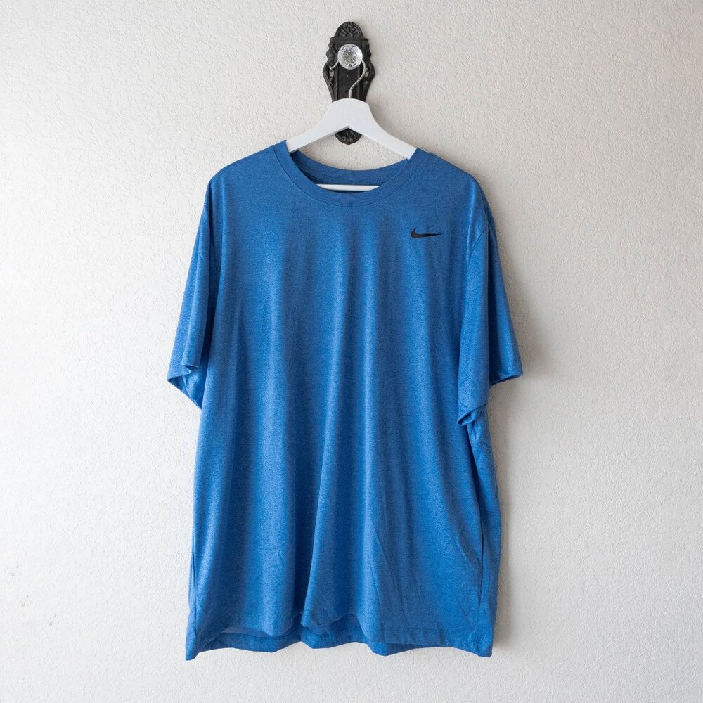 Nike Dri-FIT Men’s XXL Blue Athletic T-Shirt Swoosh Logo Workout Tee